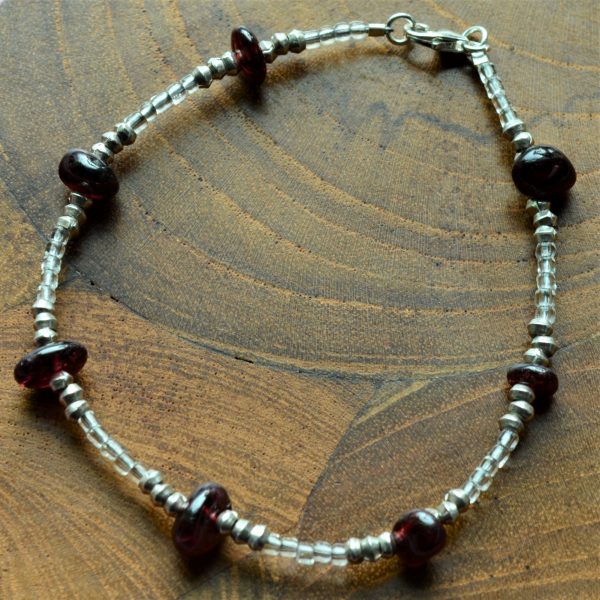 Garnet and fairly traded silver, fairly traded Vicky bracelet, Vicky, bracelet, beaded bracelet Fair Trade, Fairly Traded, Ethical bracelet, fair trade bracelet, fair trade jewellery, Garnet, Red, Gem Stone, Garnet bracelet Slow Fashion, ethical fashion, handmade jewelry, handmade silver jewellery