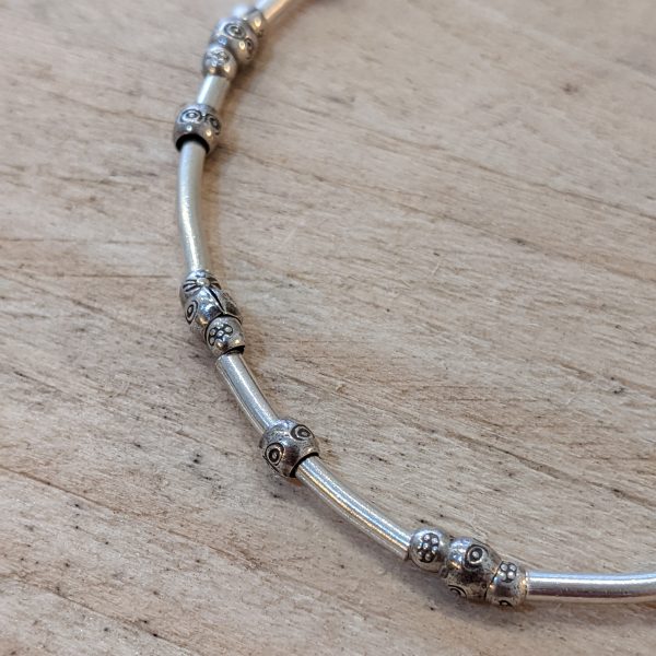 Detail of Gloria Bracelet. Fidget bracelet with moving beads. Fair Trade and Handmade Silver