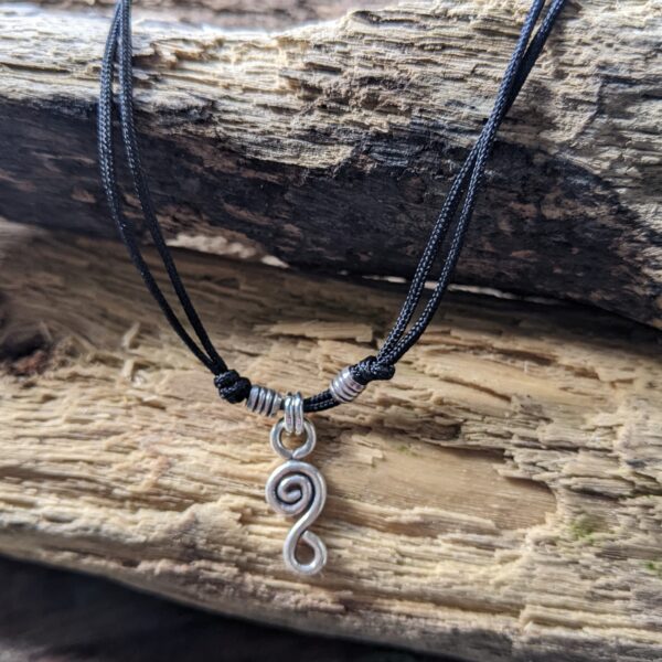P206 Adele Pendant. Spiral silver pendant. Team with a recycled silver chain or cord necklace. Fair Trade. Handmade