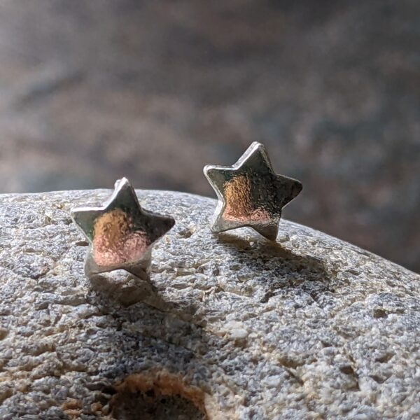 SE030 Seren Star Stud Earrings. Tiny star shaped silver stud earrings. Handmade, Fair Trade