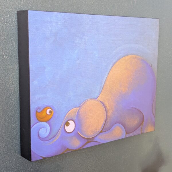 IMG7219 Fireside Friends - Elephant, Elephant Painting, Picture, artwork, art, elephant art, elephant image, elephants in art, box frame, boxframed art, original, quirky art, creative, colours, juicy colours, round shapes, ying yang, zen, harmony, sustainably produced, ethical,