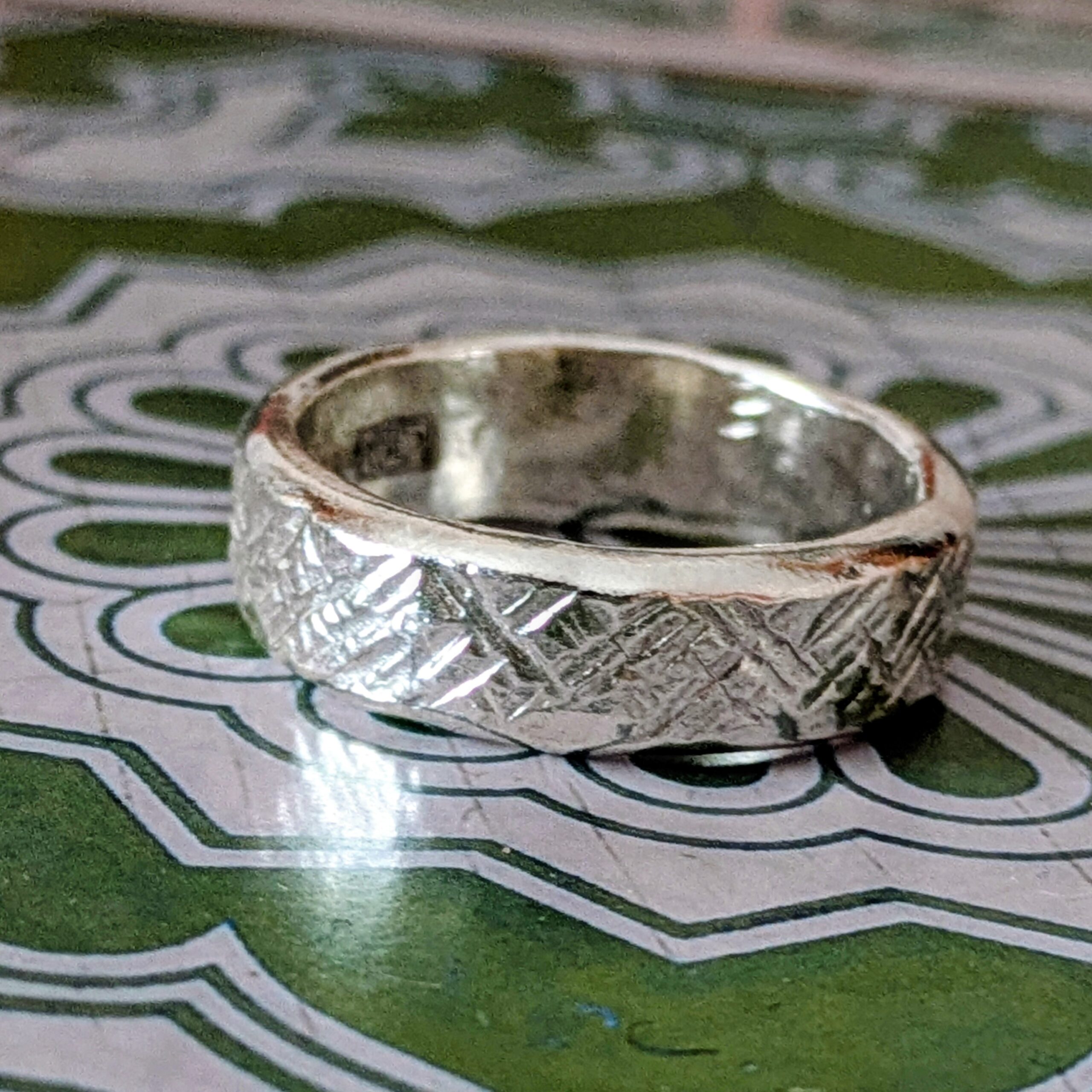 B006r Boop Ring - Chunky statement ring suitable for men/unisex. Created in Cheshire from recylced silver and has a textured finish.