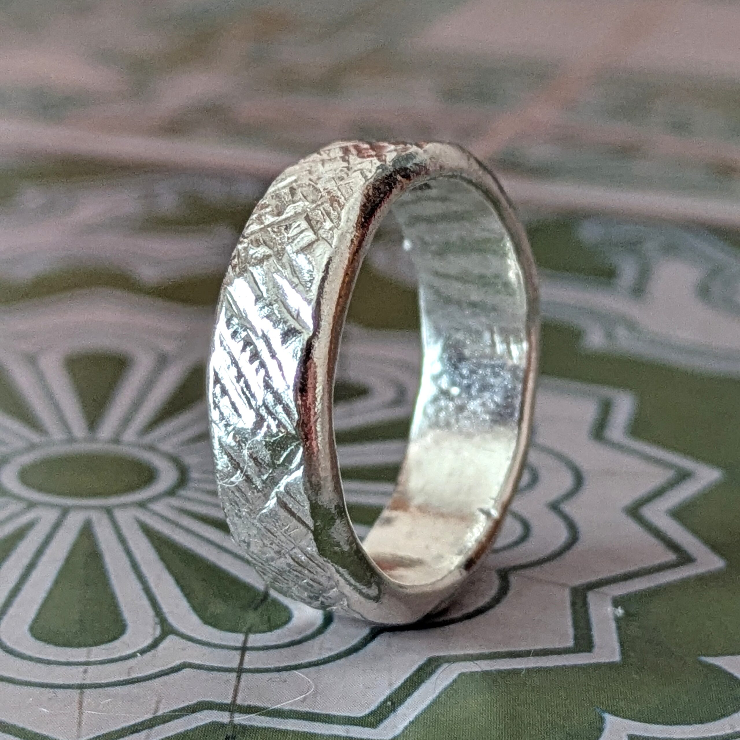 B006r Boop Ring - Chunky statement ring suitable for men/unisex. Created in Cheshire from recylced silver and has a textured finish.