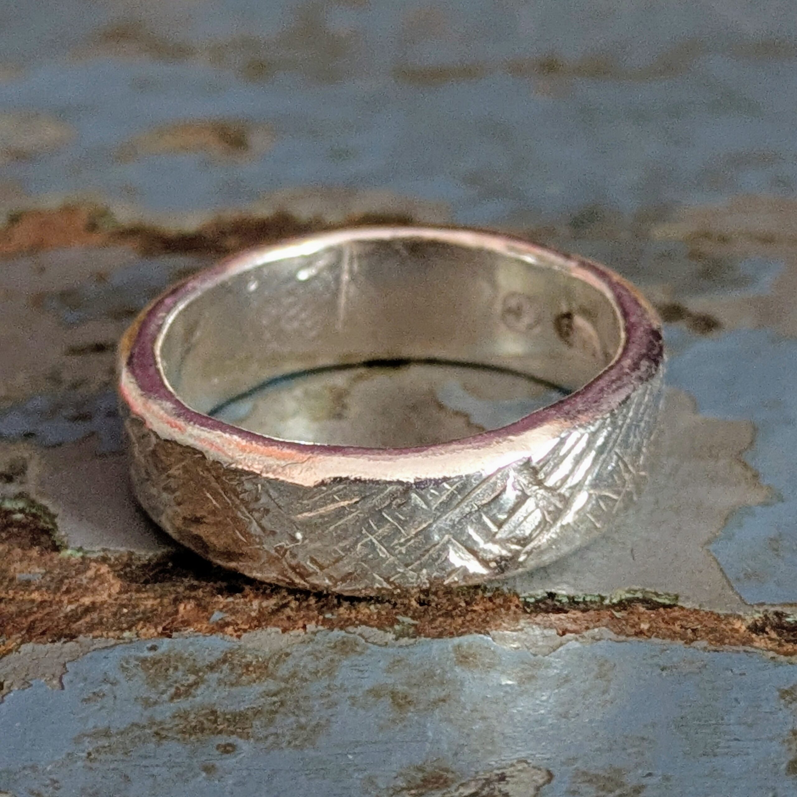 B006r Boop Ring - Chunky statement ring suitable for men/unisex. Created in Cheshire from recylced silver and has a textured finish.
